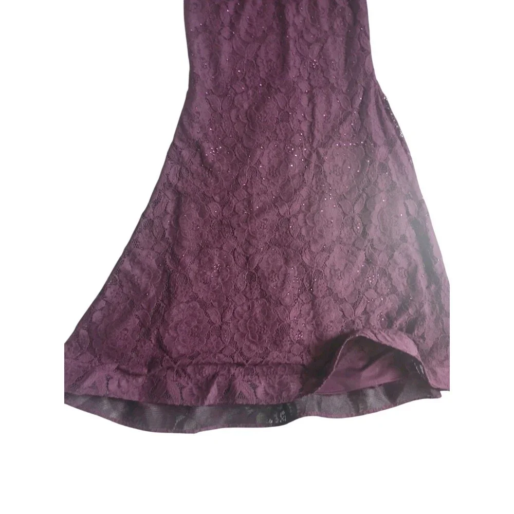 Betsy & Adam Burgundy Lace Evening Dress Size 6 Formal Midi Dress Elegant Party - Picture 8 of 10